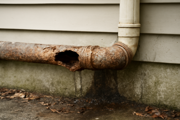 Corroded Pipe Water Removal